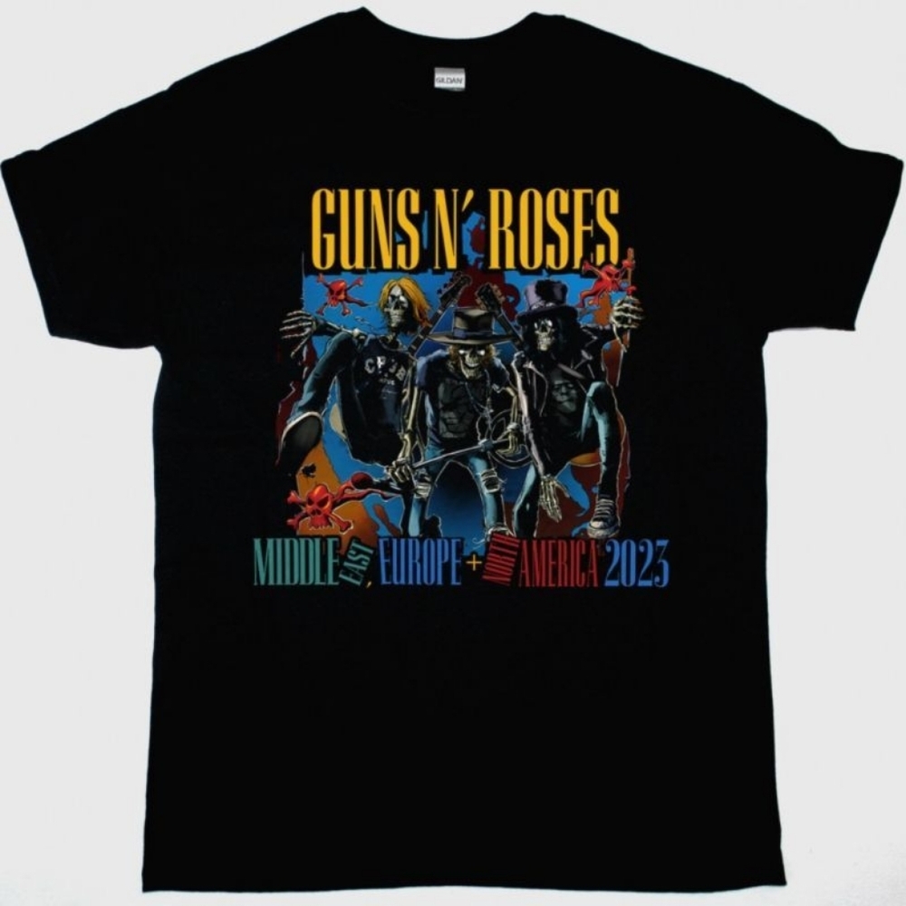 GUNS N ROSES 2023 TOUR NEW BLACK T-SHIRT SZ M